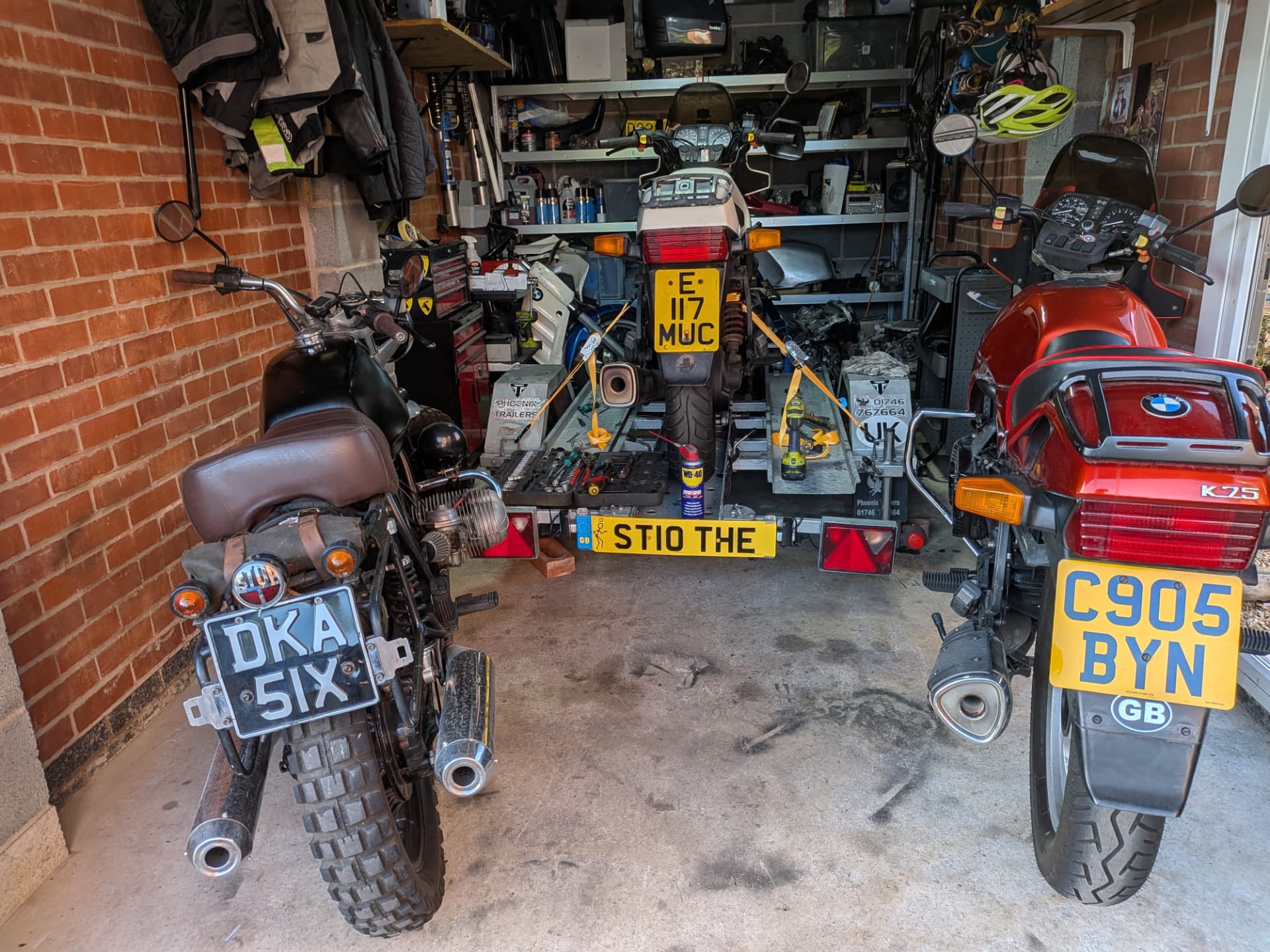 Motorcycles and parts in the Flyingbrickparts Derbyshire garage